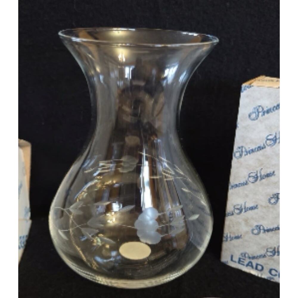 New Princess House 395 Crystal Bulb Starter Small Vase Heritage Pattern NIB 6”